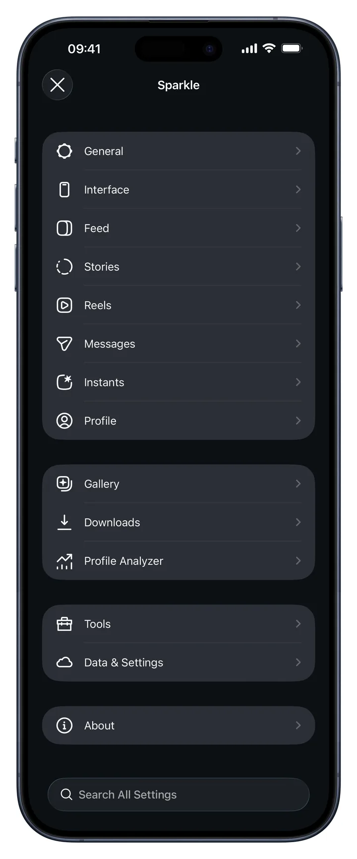 Sparkle menu